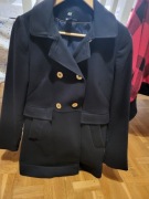 Elegancki czarny płaszcz H&M, rozmiar 36