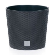 donica w wkładem rattan RATO Round 20xh19 cm ANTRACYT