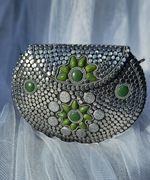 Torebka orientalna boho bohemian kopertówka metalowa retro kwiaty zielone