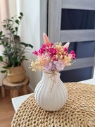 Wazon gipsowy + suszone kwiaty zestaw handmade biel