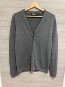 Szary męski kardigan sweter zapinany DKNY Donna Karan r.L Merino Wool 100%