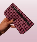 Saszetka Skórzana Pepitka Ręcznie Szyta Unikat Etui na Zamek Różowa