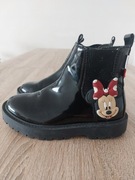 Zara botki lakierowane czarne myszką Minnie 32
