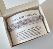 Bransoletka akwamaryn kwarc różowy 