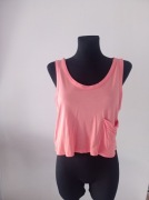Nowa bluzka krótka bez rękawów różowa mango S -L kod390
