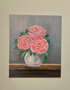 Obraz ręcznie malowany 25x30 , róże ,kwiaty , obraz do salonu pokoju