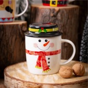 Kubek świąteczny porcelanowy NBC z pokrywką Bałwanek 400 ml