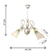LILIA KALIA - Żyrandol vintage 4-punktowy, białe szkło
