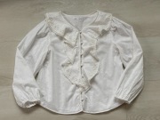 przepiękna biała bluzka koronka haft falbanka 13-14 lat 163 nowa 