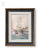 Akwarela malowana ręcznie "W starym porcie"