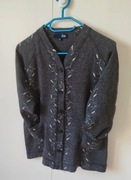 Sweter wełniany, haftowany, szary