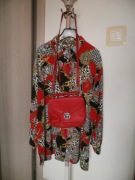 Czerwona listonoszka teczka ze skóry eco świetny stan