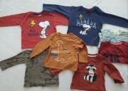 bluzki bluzeczki z długim rękawem 74/80 snoopy cool club dinozaur borsuk