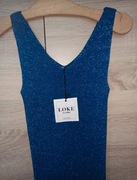 Chabrowa sukienka z metaliczną nitką