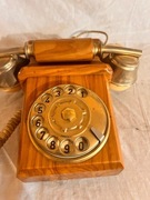 Stary telefon wykonany z drewna SIP produkcja włoska nr 14