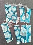 Akwarela Zakładka do Książki różne wzory z Tasiemką Rękodzieło Kamienie