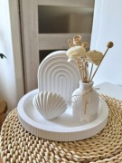 Zestaw z Gipsu Ceramicznego – Biały wazon taca tęcza