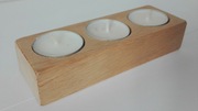 Świecznik na 3 tealight'y handmade drewno