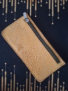 Saszetka Skóra Naturalna Żółta Błyszcząca Ręcznie Szyta Etui na Zamek