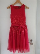 Sukienka święta Boże Narodzenue cekiny czerwona 