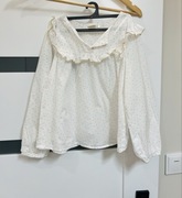 Urocza bluzka Cool Club 128 w kropeczki z falbanka i ztota lamówka