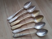 POLSKIE POSREBRZANE ŁYŻECZKI DO HERBATY MONOGRAM