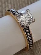 Vintage EDCO pierścionek pozłacany z kryształem gorskim