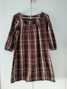 Sara Kelly ellos * brązowa sukienka kratka trapezowa * 36 S