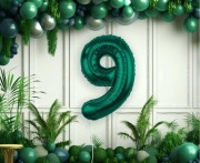 Balon foliowy Cyfra ''9", zieleń butelkowa, 85 cm.