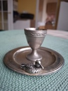 Kieliszek vintage z podstawką – motyw kaczki, styl rustykalny / myśliwski