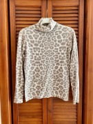 Sweterek w panterkę golf szary 36 S