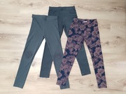 legginsy dziewczęce 128/134 komplet 3 szt. odcienie szarości 