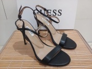 czarne skórzane sandały na obcasie marki Guess roz. 37 wkładka 24 cm nowe