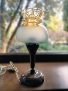 Lampka nocna stołowa, szklany klosz PRL  vintage retro 