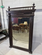 Antyczne lustro z bejcowanego dębu. Bardzo duże. Początek XIX wieku.