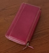 Duży damski bordowy portfel z naturalnej skóry