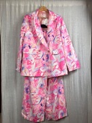 AZARA Rose Blu – kolorowy garnitur damski, marynarka + spodnie, rozmiar M