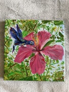 Obraz na płótnie Koliber malowany akrylem 20x20 cm Prezent na Dzień Babci 