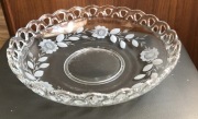 Kryształowa patera ażurowa zdobiona grawerem 28,5cm