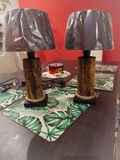 Zestaw lamp drewnianych ręcznie robionych