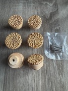 Uchwyty meblowe drewno i rattan 6szt. 