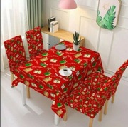 Świąteczny obrus i 4 pokrowce na krzesła 