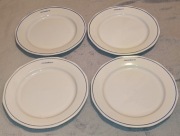 Cztery talerze z niebieską lamówką i napisem MODUS ok.24,5cm