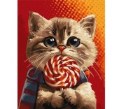 Malowanie po numerach IDEYKA 40x50cm kotek z lizakiem