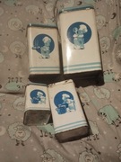 PRL komplet puszek metalowych 