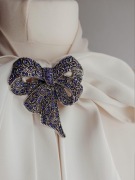 Broszka kokarda Niebiesko-fioletowe cyrkonie