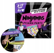 Pieluchomajtki Ninjamas Pampers Pants bielizna Rozmiar 8 9 szt. 27-43 kg