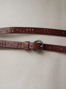 Brązowy wąski pasek damski dł.80cm