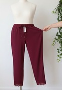 BONPRIX NOWE! Spodnie burgund bordo koronka na dole 40/42