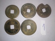 BARDZO STARE CHIŃSKIE MONETY 5 SZTUK ZESTAW NR 1